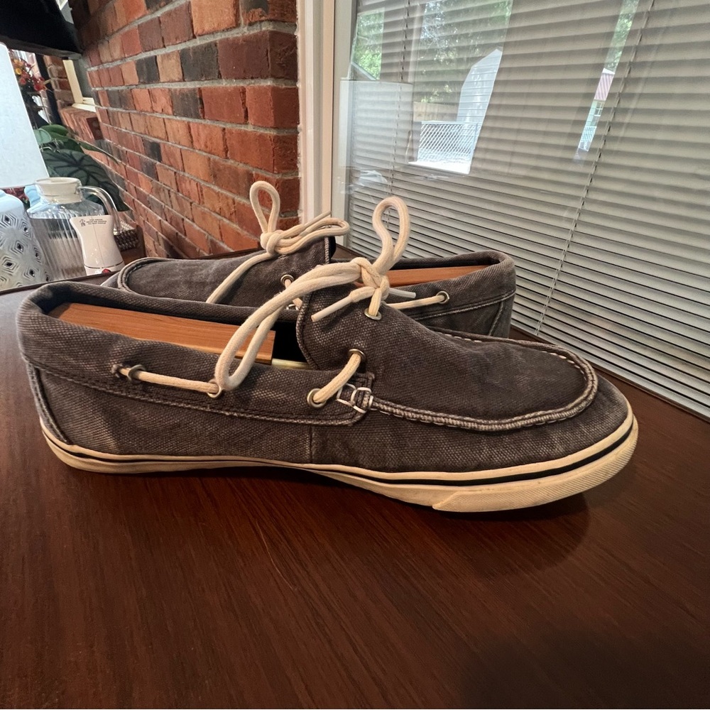 Timberland Gray and White Boat Shoes with Moccasin Toe